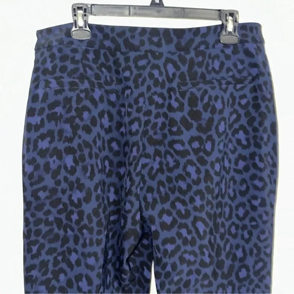 kate spade 16 Wild Ones Navy Blue Black Leopard Print Ankle Cropped Slacks